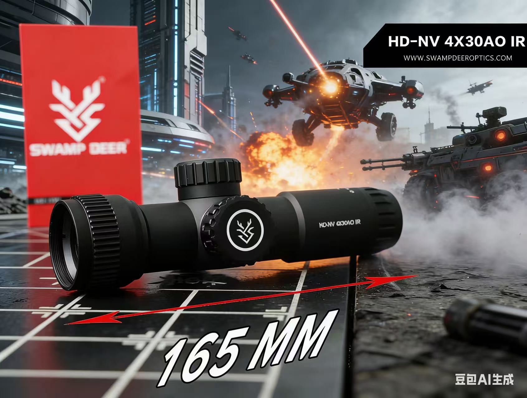 Hunting Thermal Imaging Scope - SWAMP DEER HD-NV 4X30AO IR望遠鏡、ショートクイックサイト、HD耐衝撃トップノートフォーカシング、戦術SFスタイル光学照準器