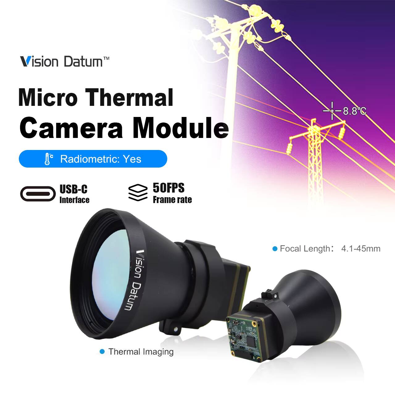 Thermal Imager Drone Gimbal - 1280X1024 LWIR 12Um 非冷却型 El 50Mm